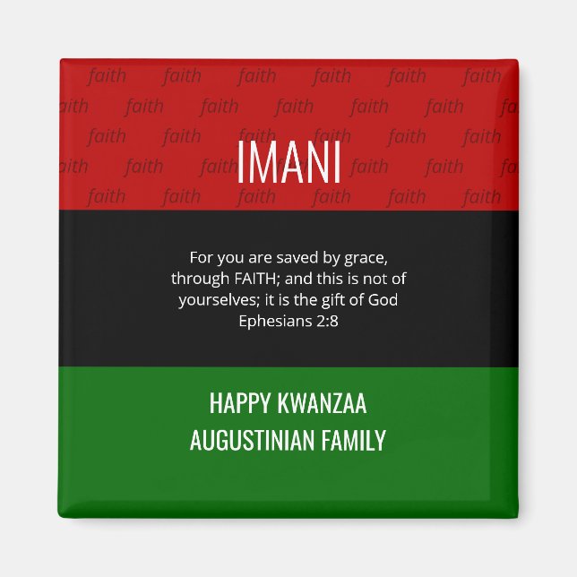Personalised IMANI Faith Happy Kwanzaa  Magnet (Front)