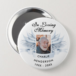 Personalised In Loving Memory Angel Wings Memorial 10 Cm Round Badge