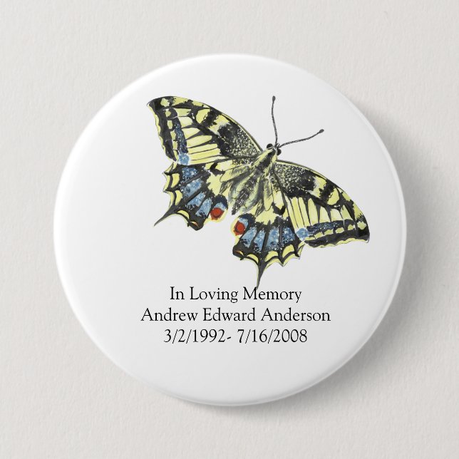 Personalised In Loving Memory Butterfly Memorial 7.5 Cm Round Badge (Front)