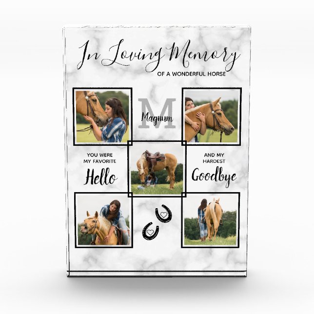 Personalised In Loving Memory Pet Horse Memorial Photo Block (Front)