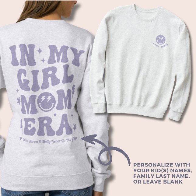 Personalised In My Girl Mum Era Sweatshirt Purple (Personalized In My Girl Mom Era Sweatshirt Purple Crewneck for Mom)