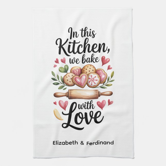 Personalised In this Kitchen we... Tea Towel (Vertical)