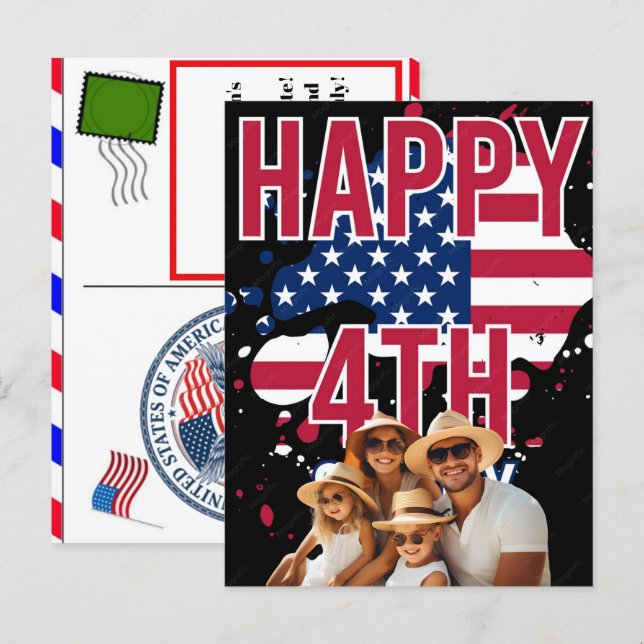 Personalised Independence Day Birthday Cards for A (Front/Back)
