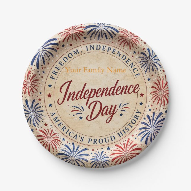Personalised Independence Day Celebration Paper  Plate (Front)