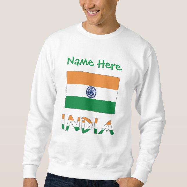 Personalised India Flag Gift Men's Sweatshirt (Front)