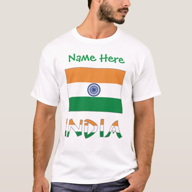 Personalised India Flag Gift Men's T-Shirt (Front)