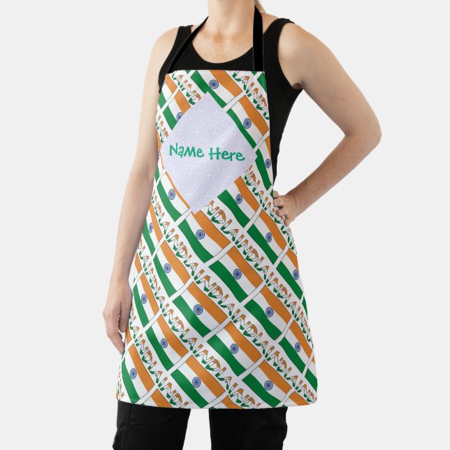 Personalised India Flag Heritage Design Apron (Insitu)