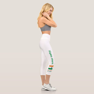 Personalised India Flag Name Capri Leggings