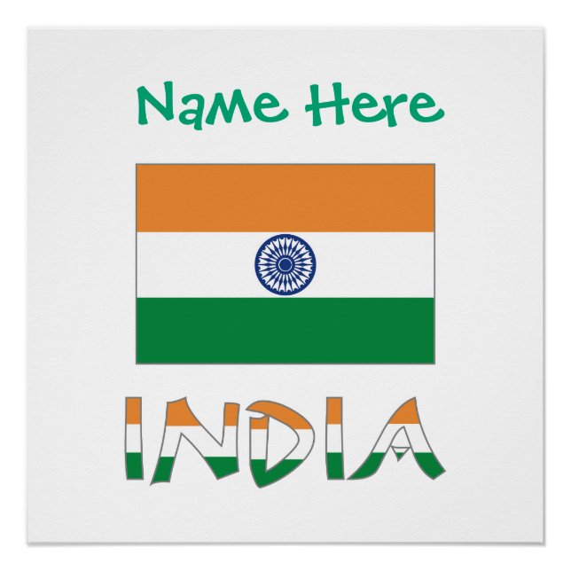 Personalised India Flag Name Poster (Front)
