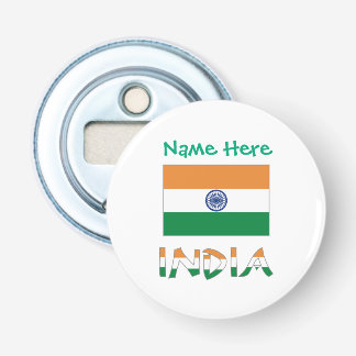Personalised India Flag Round Bottle Opener