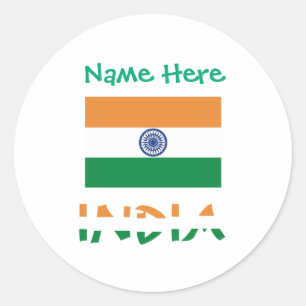 Personalised India Flag Round  Classic Round Sticker