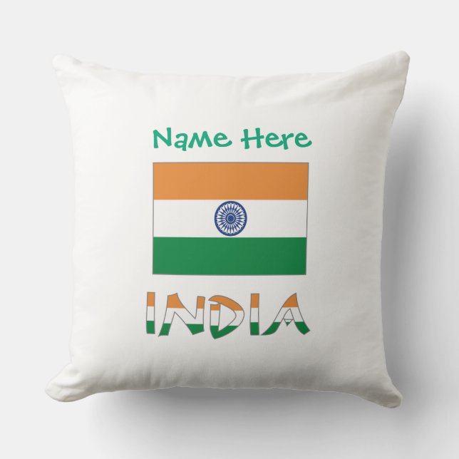 Personalised India Flag Square Cushion (Front)