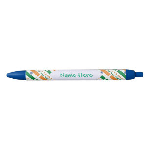 Personalised India Flag Tiled Black Ink Pen