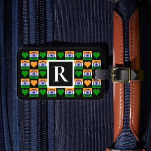 Personalised Indian Flag Custom Text Letter India Luggage Tag