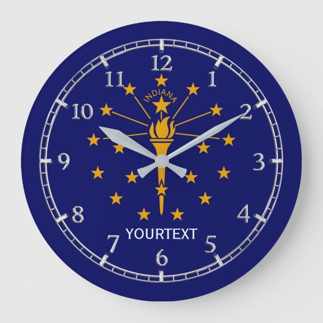 Personalised Indiana State Flag Design on Large Clock (Front)