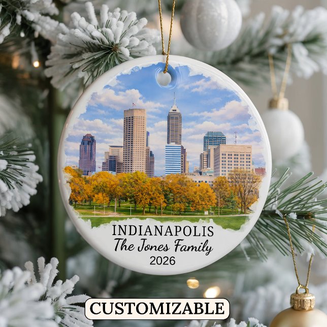 Personalised Indianapolis Ornament, Custom Indiana Ceramic Tree Decoration (Creator Uploaded)