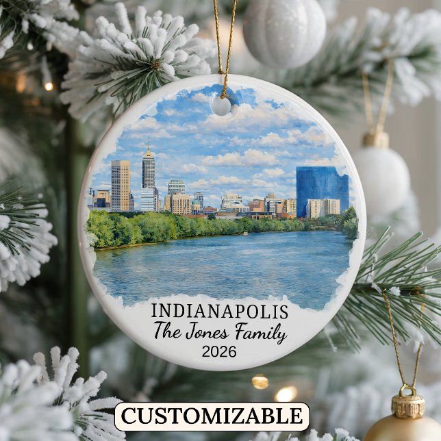Personalised Indianapolis Ornament, Custom Indiana Ceramic Tree Decoration (Creator Uploaded)