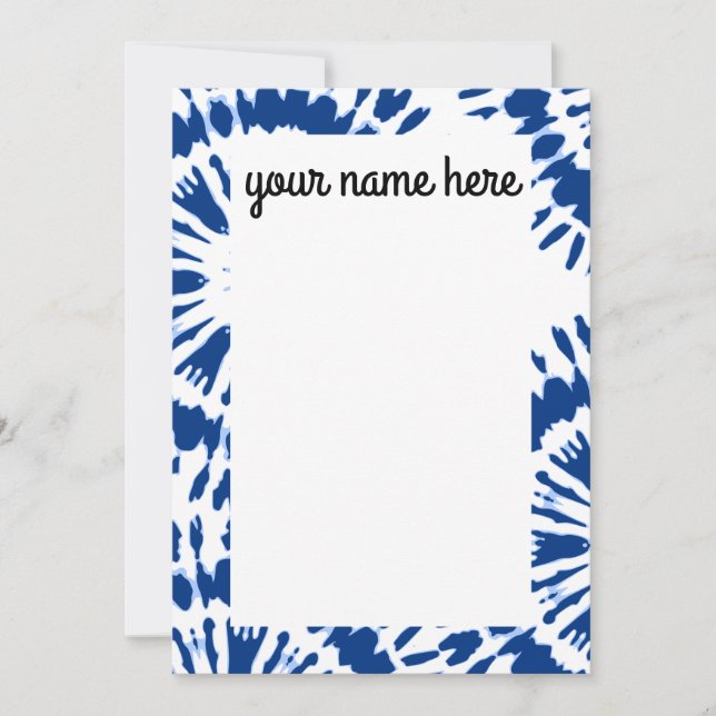 Personalised Indigo Blue Tie Dye Notecards (Front)