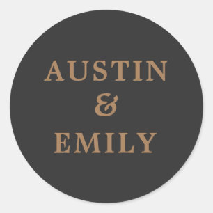 Personalised Industrial Black and Gold Wedding Classic Round Sticker