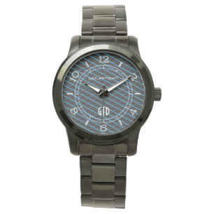 Personalised Industrial Mesh Blue Pearl Metallic Watch