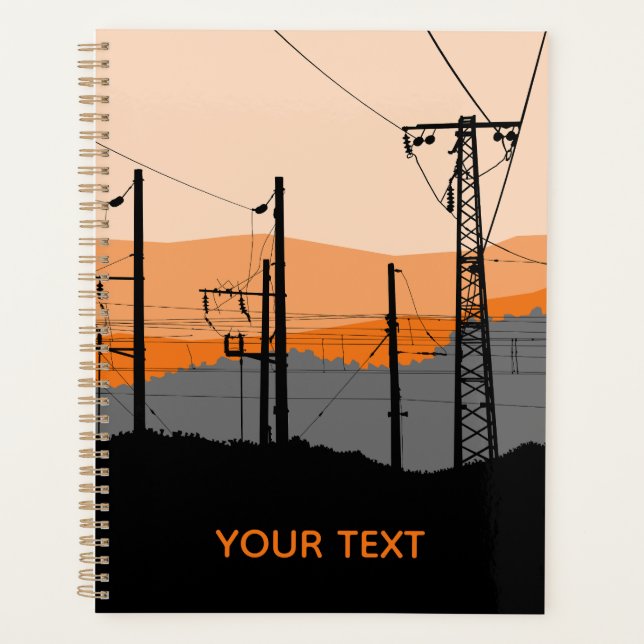 Personalised Industrial Sunset Power Lines Planner (Front)