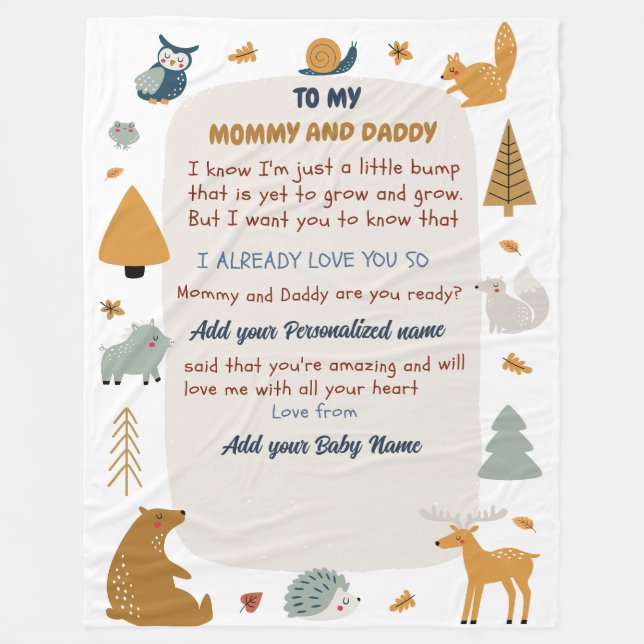 Personalised infant Message Blankets - infant Gift (Front)