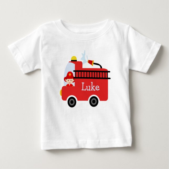 Personalised Infants Fire Engine T-Shirt (Front)
