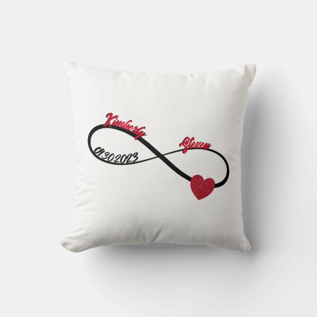 Personalised Infinity With Glitter Heart Cushion (Front)