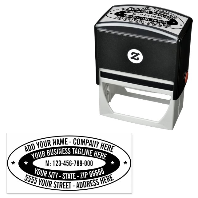Personalised Info Address Oval Self-inking Stamp (In Situ)