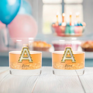 Personalised Initial A Monogram Gold Typography Whiskey Glass