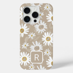 Personalised Initial Daisy Pattern Beige  iPhone 15 Pro Case