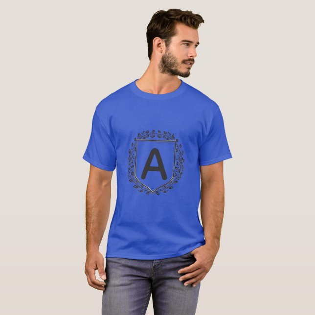 Personalised Initial Floral Shield Monogram T-Shir T-Shirt (Front Full)