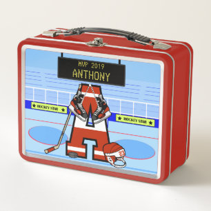 Personalised Initial Ice Hockey Metal Lunch Box