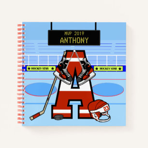 Personalised Initial Ice Hockey Notebook