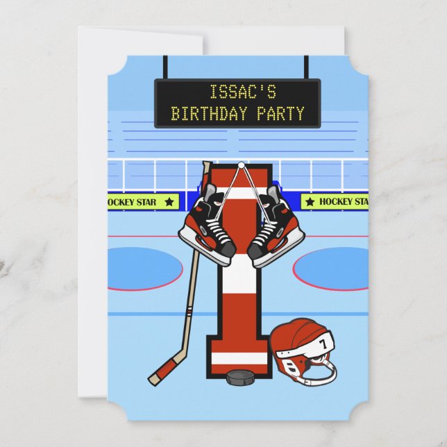 Personalised Initial letter I Ice Hockey Invitation (Front)