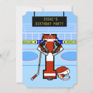 Personalised Initial letter I Ice Hockey Invitation