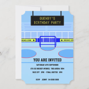 Personalised Initial letter Q Ice Hockey Invitation