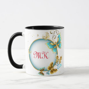 PERSONALISED INITIAL LUXURY GOLD RETRO VINTAGE HUE MUG