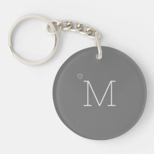 Personalised Initial Minimalist Grey Key Ring