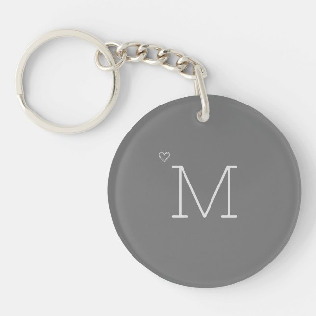 Personalised Initial | Minimalist Grey Key Ring (Front)