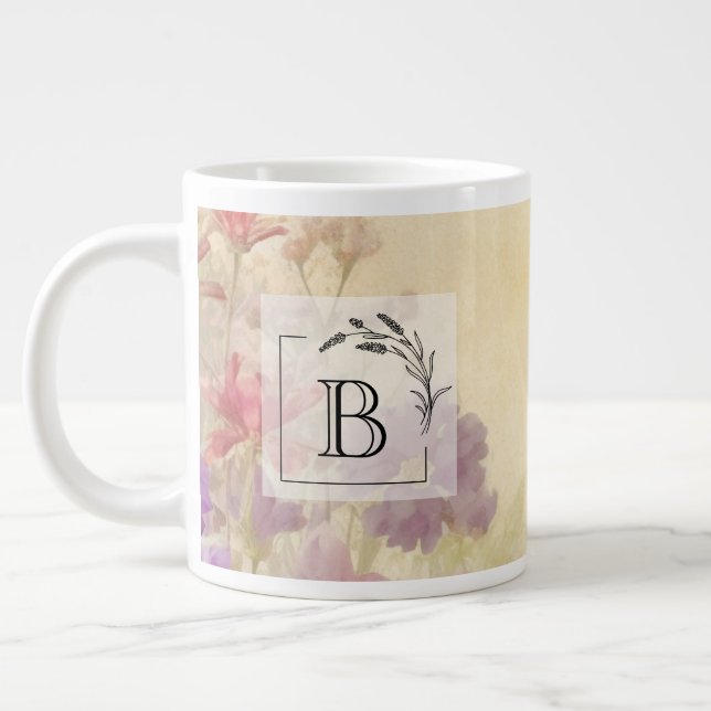 Personalised Initial Monogram Jumbo Large Coffee Mug (Left)