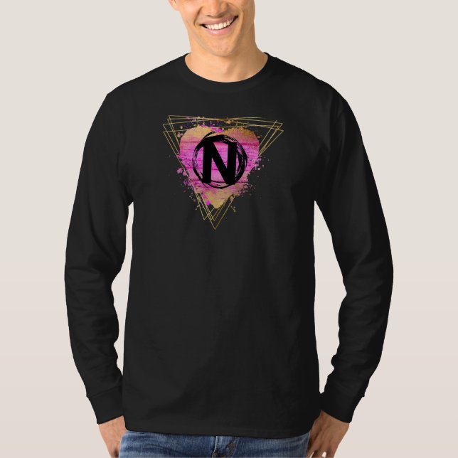 Personalised Initial N Monogram Letter Deco Cute C T-Shirt (Front)