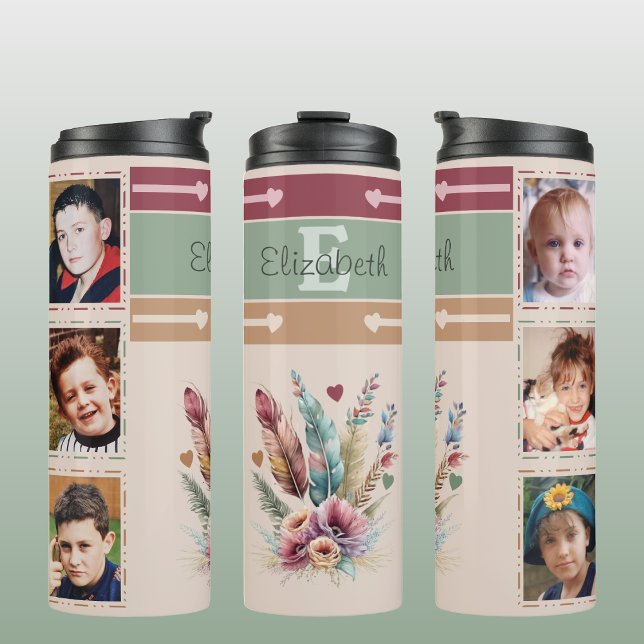 Personalised initial name 6 photos thermal tumbler (Creator Uploaded)