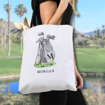 Personalised Initial Name Monogram Golf Tote Bag<br><div class="desc">This classic tote bag features a stylish grey watercolor golf bag filled with clubs, surrounded by a touch of green grass. The design is printed on both the front and back of the tote, making it look great from any angle. A simple serif font initial monogram is placed directly on...</div>