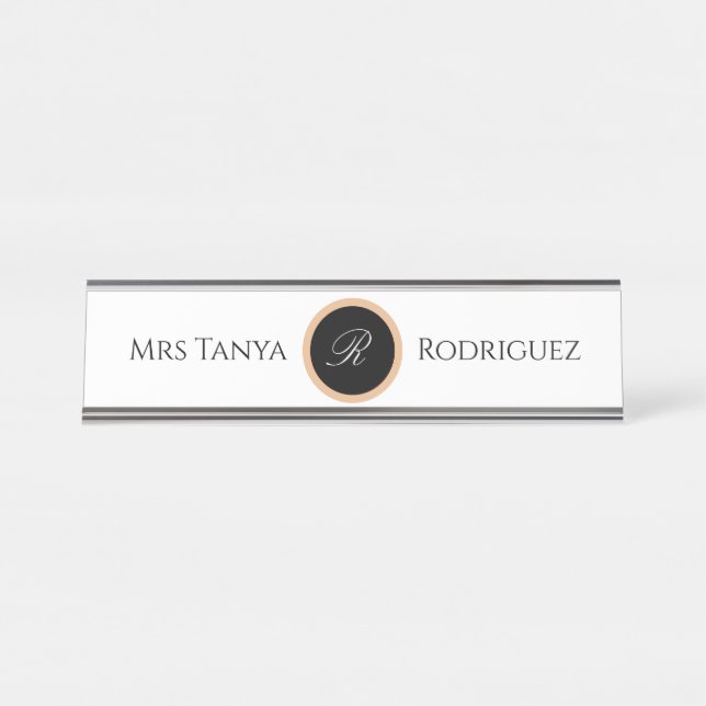 Personalised Initial & Name Teacher Office Admin  Desk Name Plate (Front)
