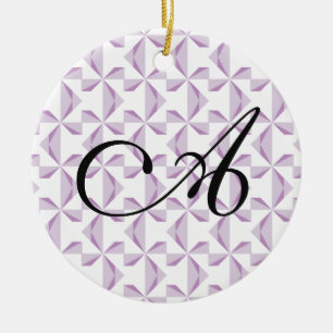 Personalised Initial Purple Pinwheels Ceramic Tree Decoration