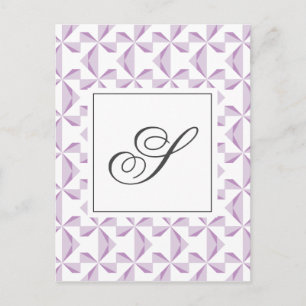 Personalised Initial Purple Pinwheels Postcard