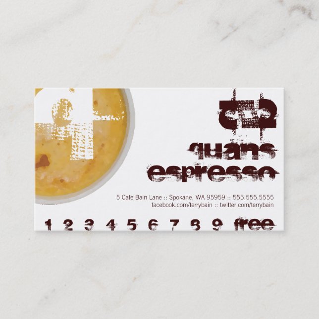 Personalised Initial Q Coffee Loyalty Card (Front)
