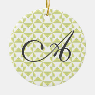 Personalised Initial Sage Pinwheels Ceramic Tree Decoration