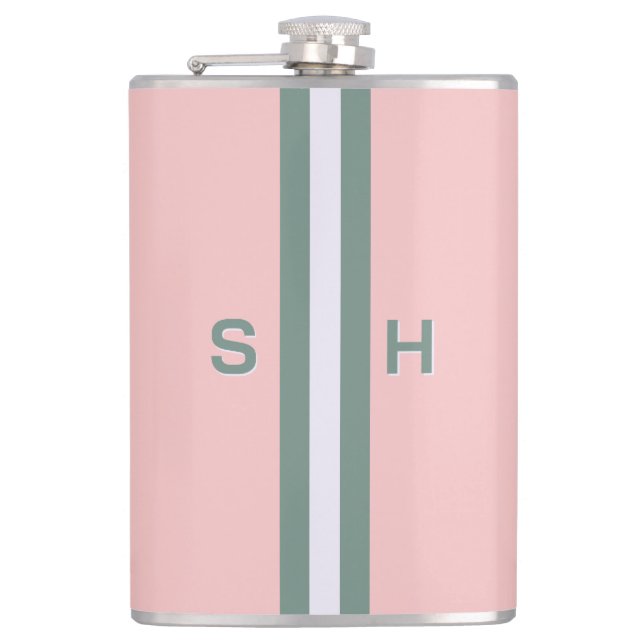 Personalised initial stripe hip flask (Front)